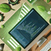 Green code on screens animation